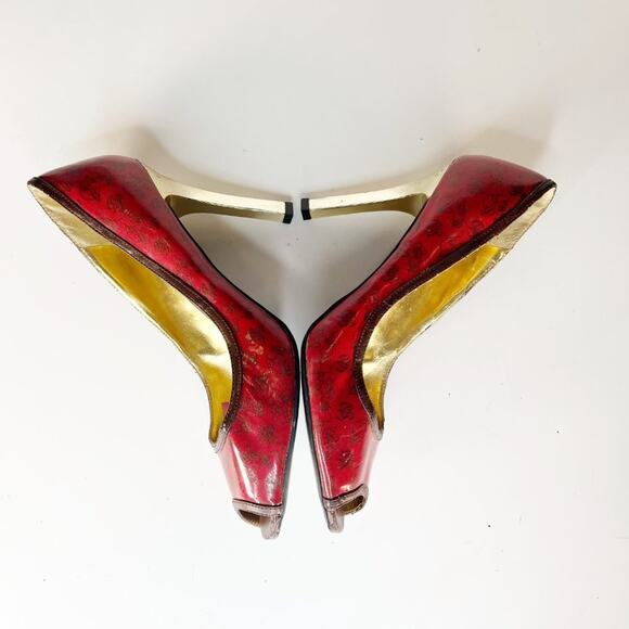 Baby Phat Vintage Y2K Red & Gold Metallic Logo Pumps Heels Shoes 10 - Picture 6 of 16